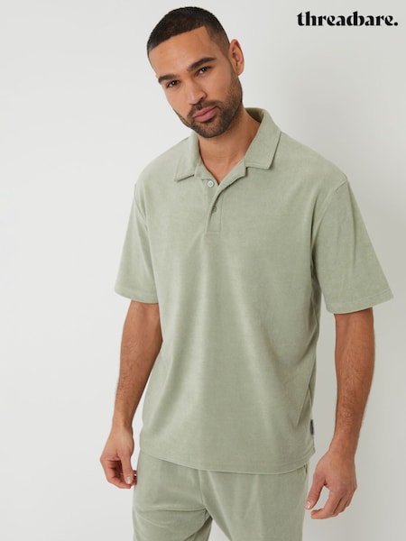 Threadbare Green Towelling Revere Collar Polo Shirt (H40743) | 99 QAR