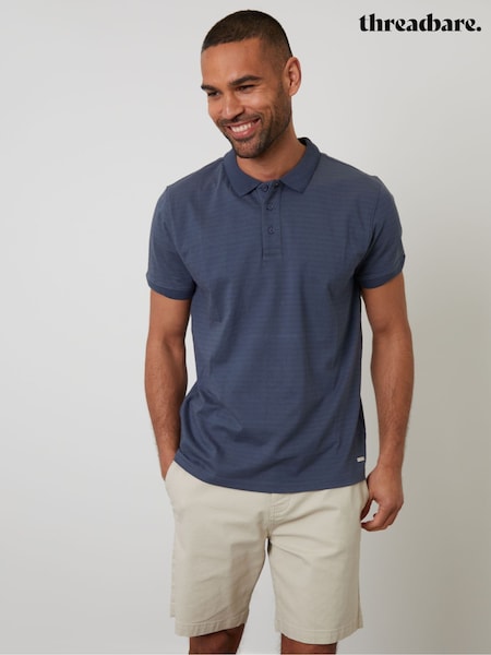 أزرق مائي - Threadbare Textured 100% Cotton Jersey Polo Shirt (H40761) | ‏133 د.إ.‏