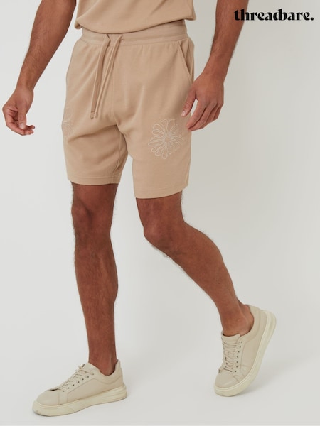 Бежевий - Threadbare Floral Embroidered 100% Cotton Sweat Shorts (H40766) | 1 202 грн