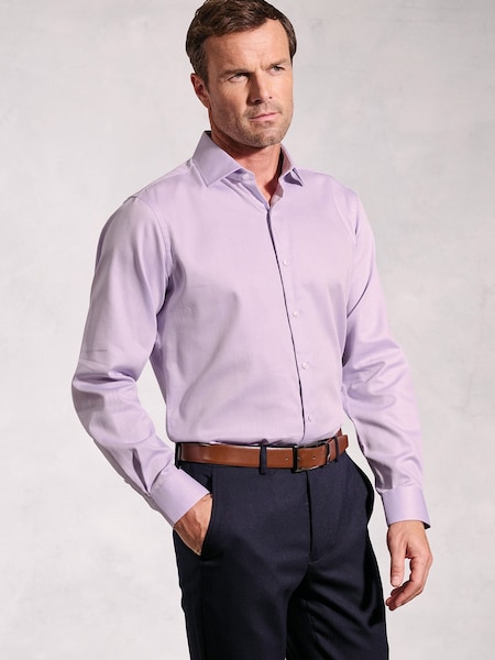 Brook Taverner Purple Dobby Texture Long Sleeve 100% Cotton Shirt (H41072) | 247 QAR