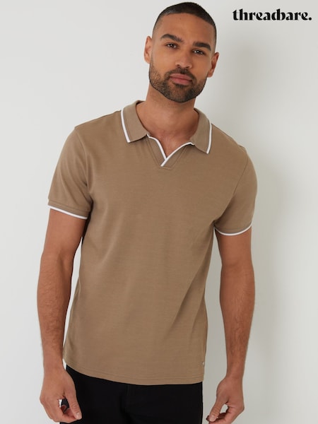Threadbare Brown Interlock Trophy Neck 100% Cotton Polo Shirt (H41084) | 99 QAR