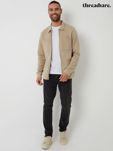 Natural - Threadbare Pique Zip Through Shacket (H41150) | 223 LEI