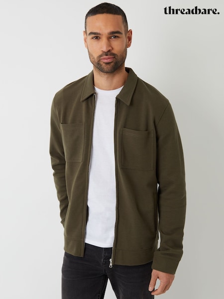 Threadbare Green Pique Zip Through Shacket (H41158) | AZN 88
