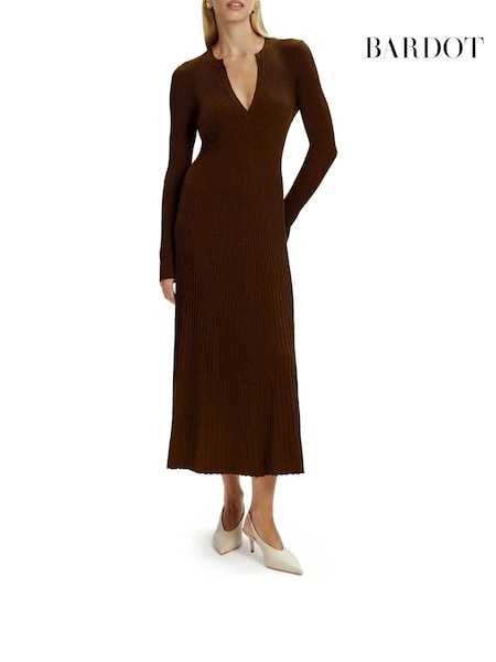 Bardot Brown Hattie Knit Midi Dress (H41306) | R$ 1.175