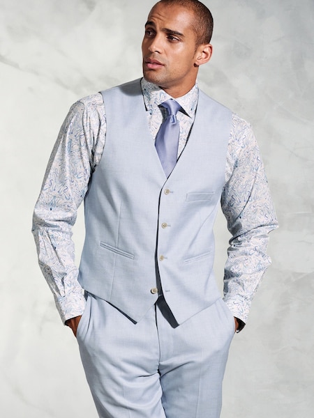 Brook Taverner Blue Textured Occasion Suit Waistcoat (H41348) | €66