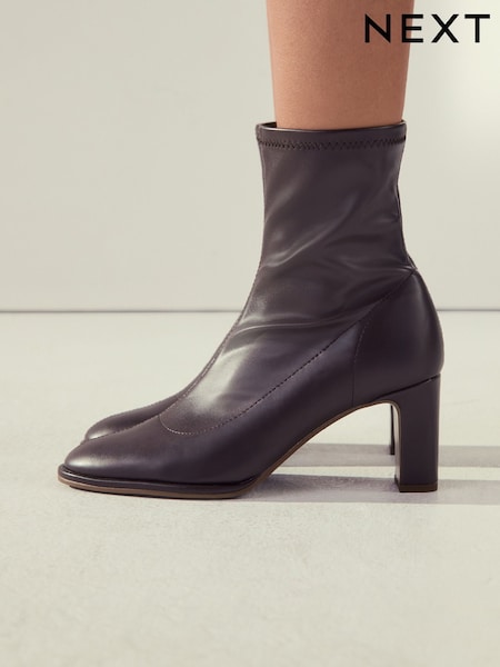Chocolate Brown Extra Wide Fit Forever Comfort® Round Toe Sock Boots (H41380) | AED168