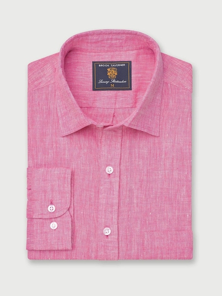 Brook Taverner Pink Pure 100% Linen Shirt (H41406) | €85