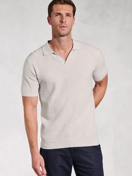 Brook Taverner Grey Notch Neck 100% Cotton Polo Shirt (H41412) | R$ 495