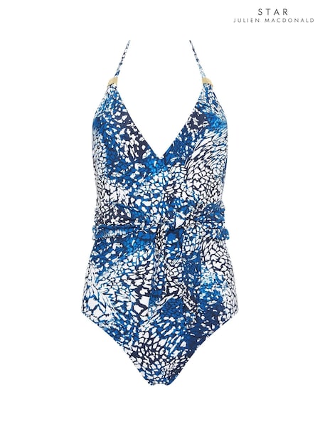 Star by Julien MacDonald Blue Halter Printed Swimsuit (H41559) | €63