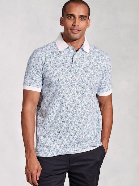 Brook Taverner Ditsy Floral Printed 100% Cotton Polo Shirt (H41577) | €66