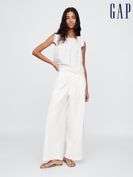 Gap White High Waisted Pleated Trousers (H41686) | €92