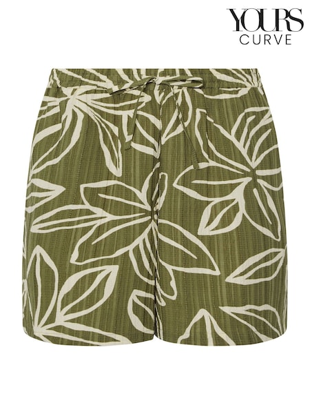 Yours Curve Green Textured Drawstring Shorts (H41703) | €34