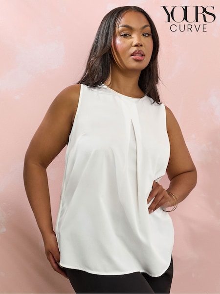 Yours Curve White Lace Insert Scallop Vest (H41712) | €35