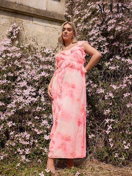 Yours Curve Pink Ruffle Maxi Dress (H41729) | €64