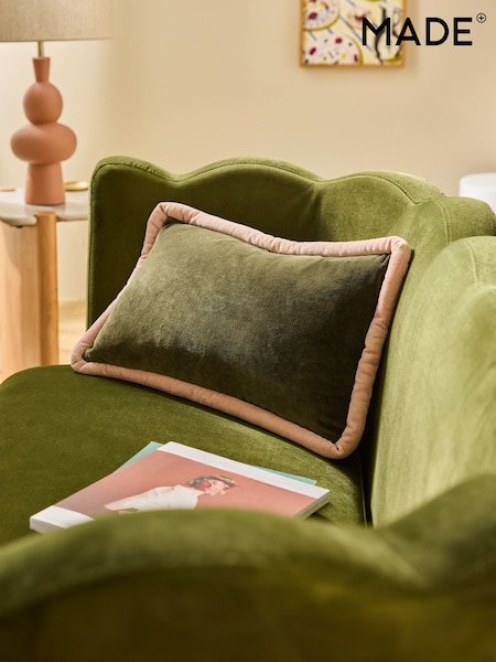 MADE.COM Khaki/Aubergine Huxley Cotton Velvet Jumbo Pipe Cushion (H41826) | €44