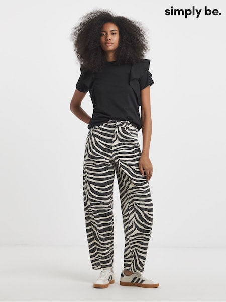 Simply Be Animal Print 100% Cotton Denim Barrel Leg Jeans (H42065) | €63