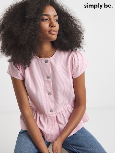 Simply Be Tie Back Denim Peplum Top (H42081) | 283 LEI