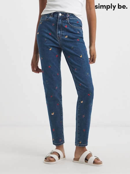 Simply Be Mom Fruit Salad Embroidered Loose Jeans (H42084) | 70 €