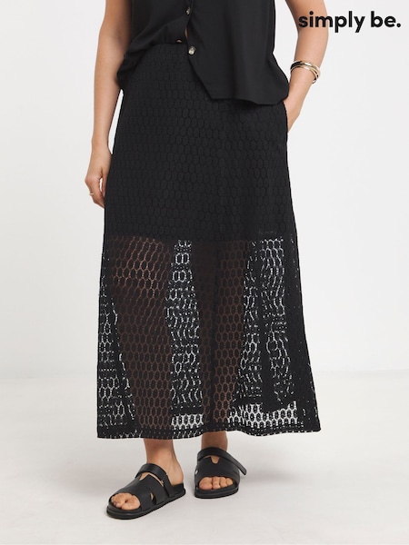 Simply Be Black Lace Midaxi Skirt (H42088) | €44
