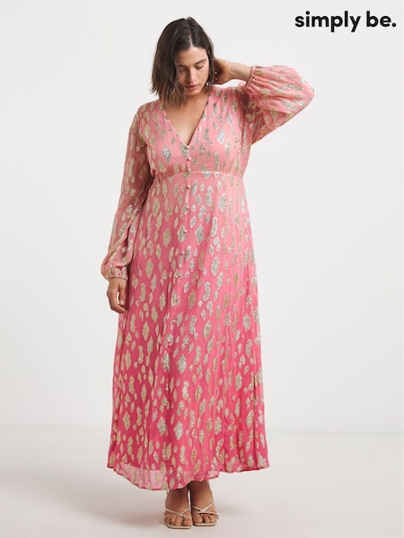 Simply Be Pink Ombre Jacquard Maxi Dress (H42092) | €114