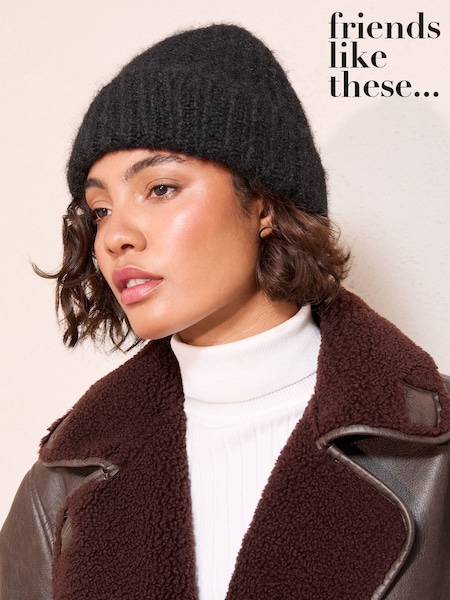 Friends Like These Black Cosy Knitted Beanie Hat (H42119) | €14