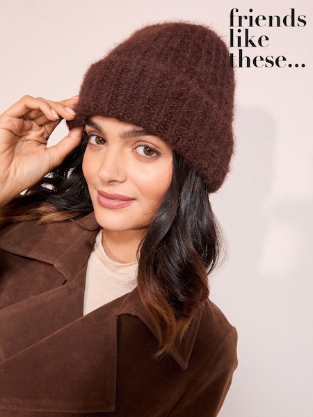 Friends Like These Chocolate Brown Cosy Knitted Beanie Hat (H42126) | R$ 100
