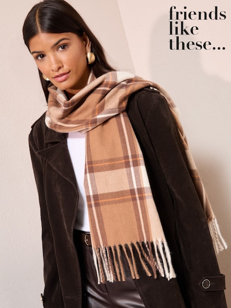 Friends Like These Cream Check Mid Weight Scarf (H42148) | €24