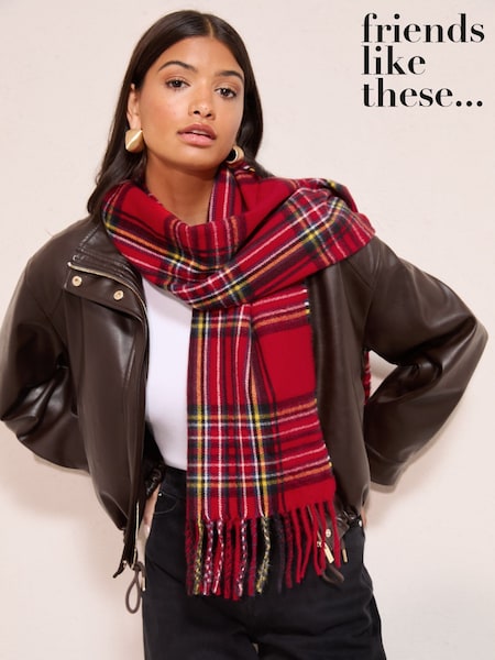 Friends Like These Red Check Mid Weight Scarf (H42149) | €24