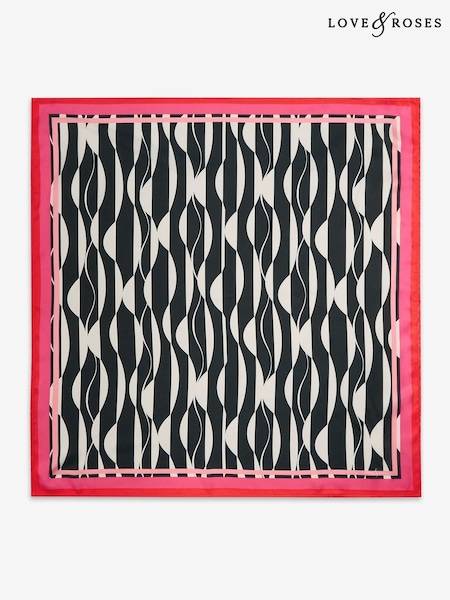 Preto/Branco - Love & Roses Satin Multiway Headscarf (H42188) | R$ 190