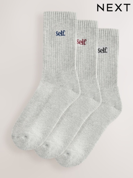 self. Grey / Navy / Berry Cushion Sole Lounge Ankle Socks 3 Pack (H42363) | € 16