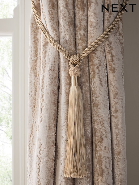 Set of 2 Champagne Gold Tassel Curtain Tie Backs (H42418) | 60 zł