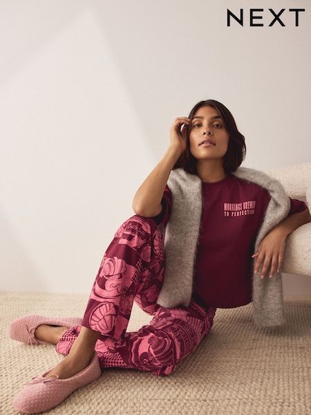 Burgundy Red Cotton Short Sleeve Pyjamas (H42497) | €28