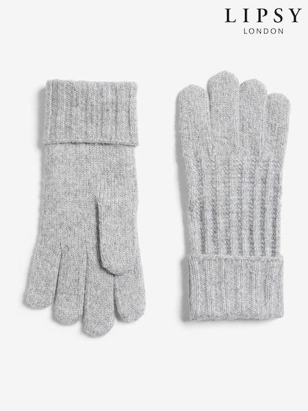Lipsy Grey Shimmer Ribbed Knitted Gloves (H42723) | €17.50