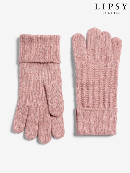 Rosa - Lipsy Shimmer Ribbed Knitted Gloves (H42727) | R$ 120