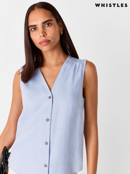 Whistles Blue Laura 100% Linen Tank (H42731) | €99