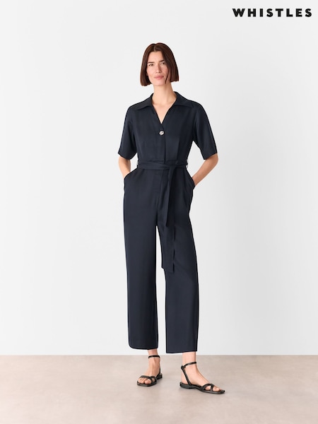 Whistles Blue Button Front Jumpsuit (H42732) | € 217