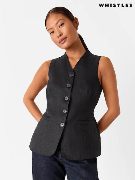 Whistles Petite Molly 100% Linen Waistcoat (H42735) | 737 LEI