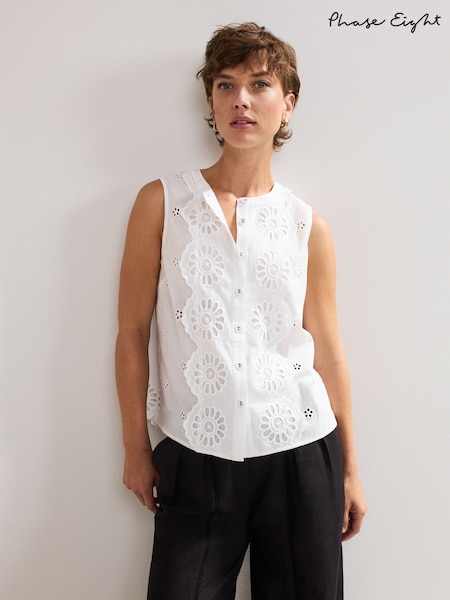 Phase Eight White 100% Cotton Tilda Broderie vest (H42827) | €95