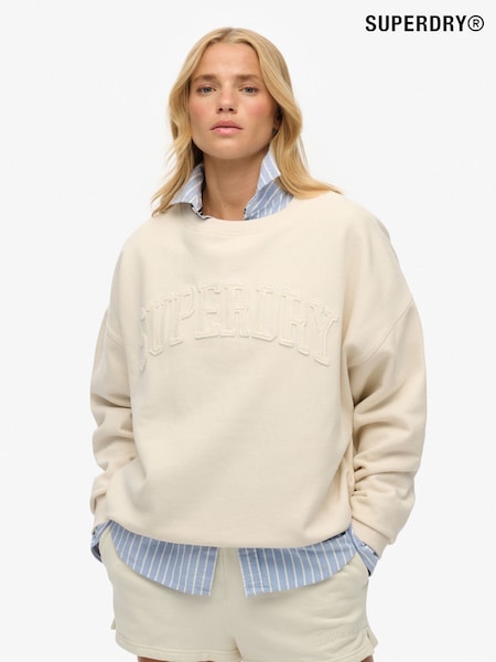 Superdry 100% Cotton Athletic Essentials Tonal Applique Crew Sweatshirt (H42838) | €71