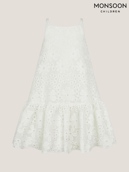 Monsoon White Harper Lace Daisy Bow Dress (H42860) | ₪221 - ₪241
