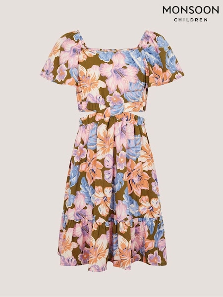 Monsoon Green Floral Cut Out Party Dress (H42878) | AED199 - AED220