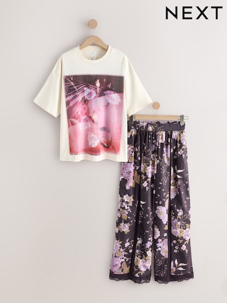 Purple Floral Short Sleeve Pyjamas (H42971) | €84