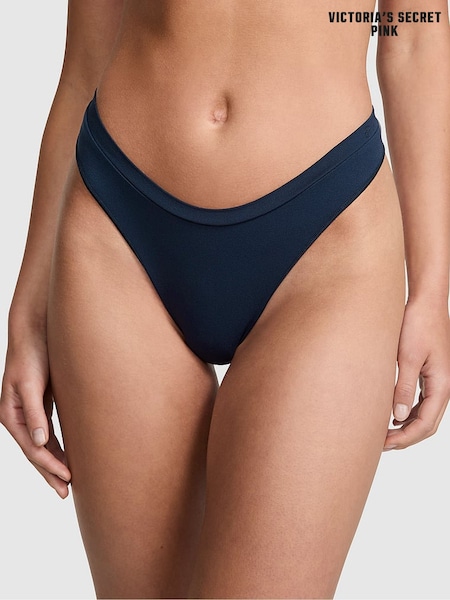 Victoria's Secret PINK Noir Navy Blue Thong Seamless Scoop Thong Knickers (H43266) | €13