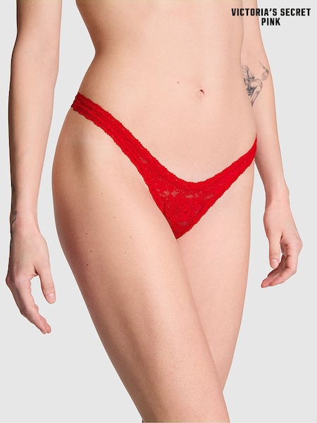 Victoria's Secret PINK Red Pepper Mini Scoop Thong Floral Lace Knickers (H43328) | €13