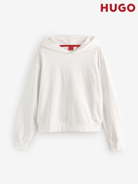 HUGO White Logo Jersey Hoodie (H43534) | €98