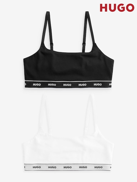 HUGO White Logo Band 2-Pack Bralettes (H43540) | €60