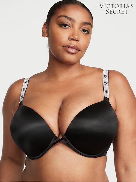 Victoria's Secret Black Monogram Add 2 Cups Push Up Bombshell Shine Strap Bra (H43594) | €75