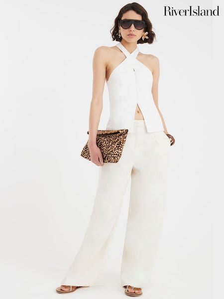 River Island White Halter Neck Waistcoat Top (H44057) | €42