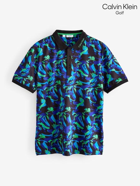 Calvin Klein Golf Blue Bushstroke Print Polo Shirt (H44121) | €77