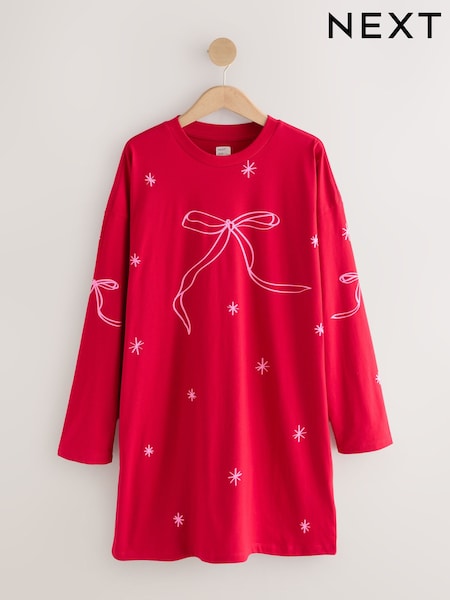 Red Graphic Long Sleeve Nightie (H44136) | €22.50
